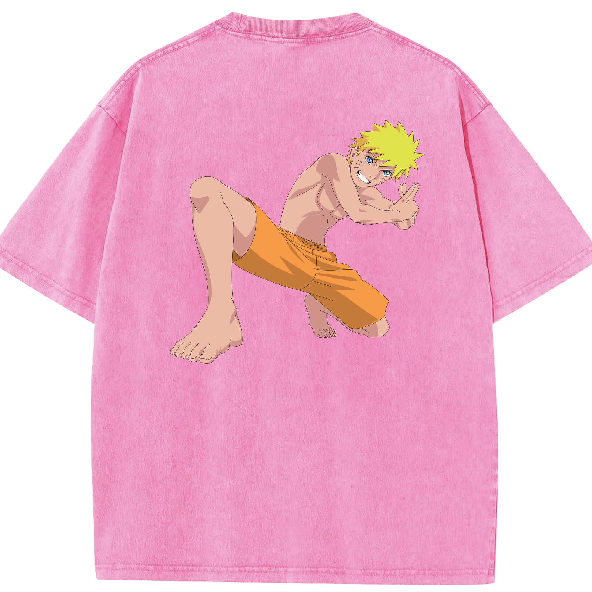 （画像用） NARUTO -ナルト- うずまき ナルト Uzumaki Naruto 綿100% ヴィンテージ風 半袖Tシャツ（背面プリント）